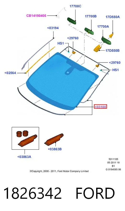 Лобове скло 1826342 Ford