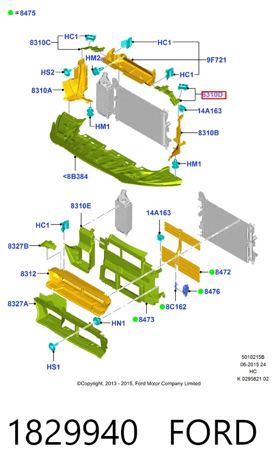 Повітропровід / дефлектор радіатора, верхній DT118339AB Ford