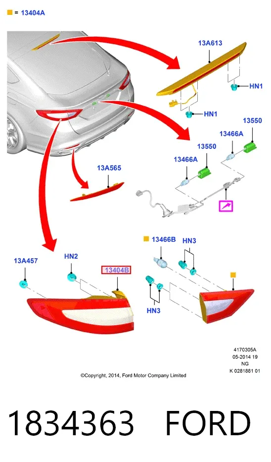 Ліхтар задній лівий, зовнішній 1834363 Ford
