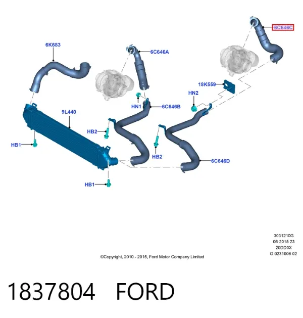 Шланг/патрубок интеркуллера 1837804 Ford