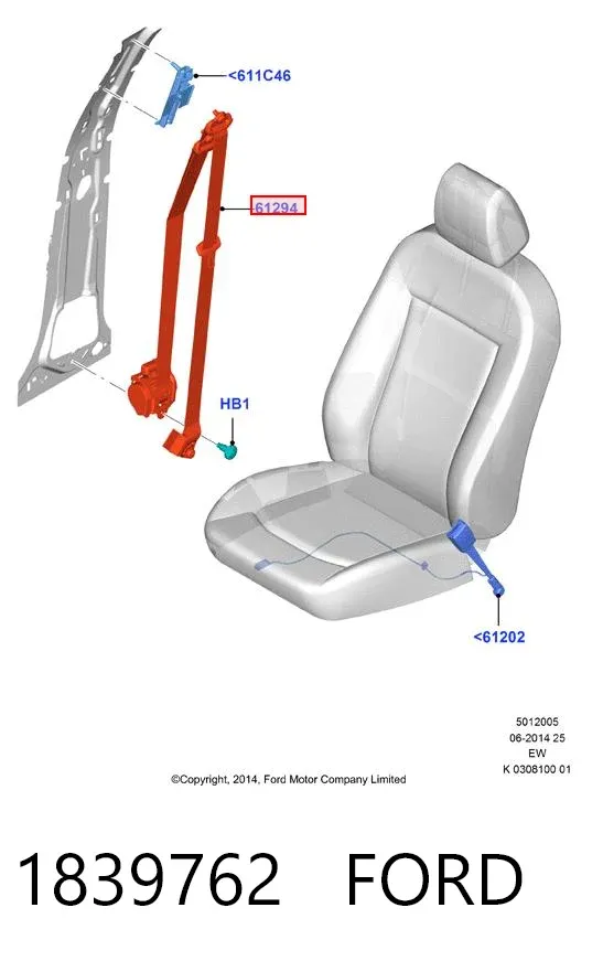Пасок безпеки передній лівий 1839762 Ford