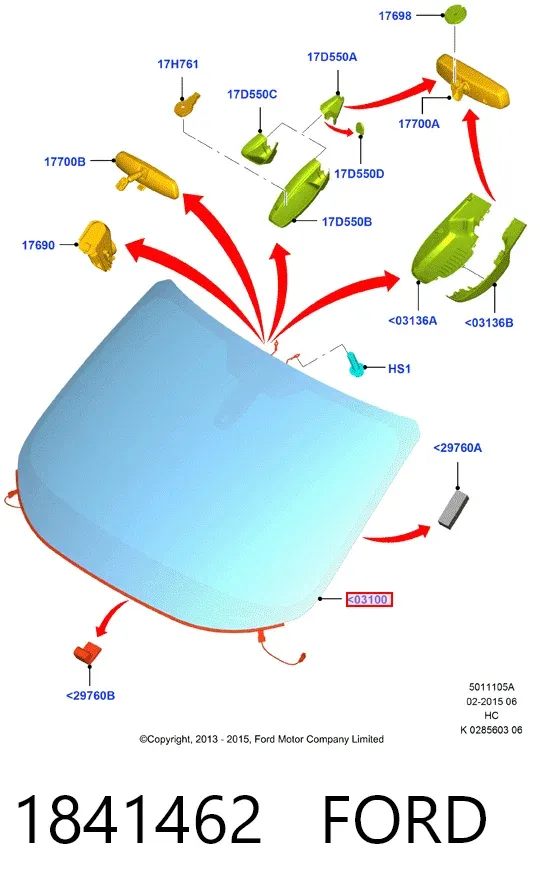 Лобове скло 1841462 Ford