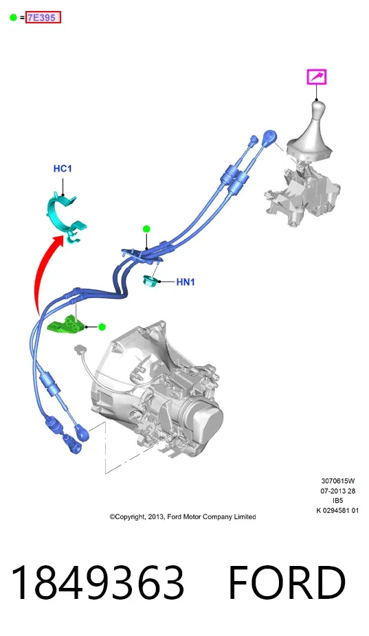 Трос перемикання передач, вибору передачі 1849363 Ford