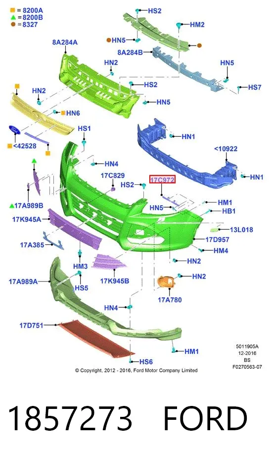 Кронштейн бампера переднього, лівий 1857273 Ford