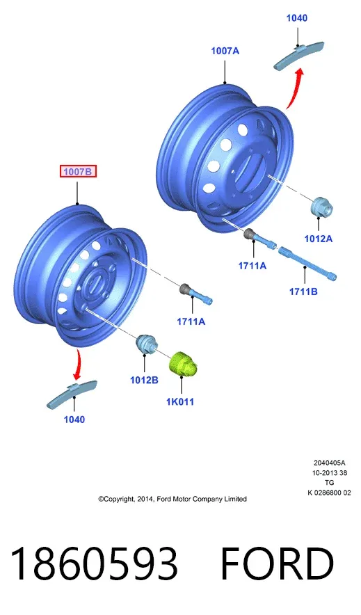 Диск колісний стальний (штампований) 1860593 Ford