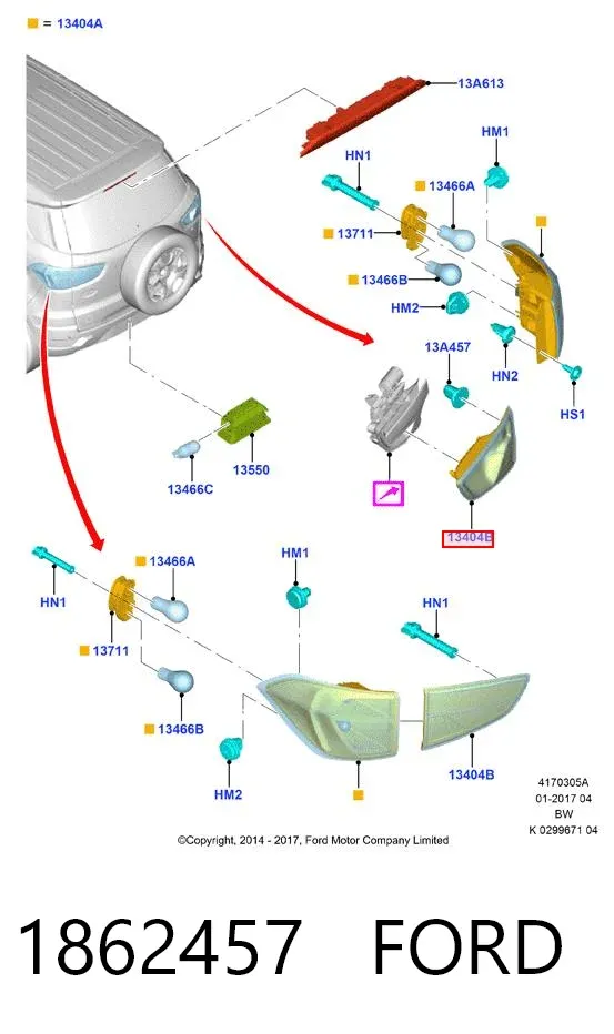 Ліхтар задній лівий, внутрішній 1862457 Ford