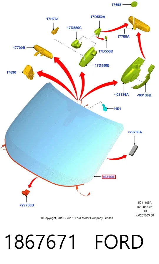 Лобове скло 1867671 Ford