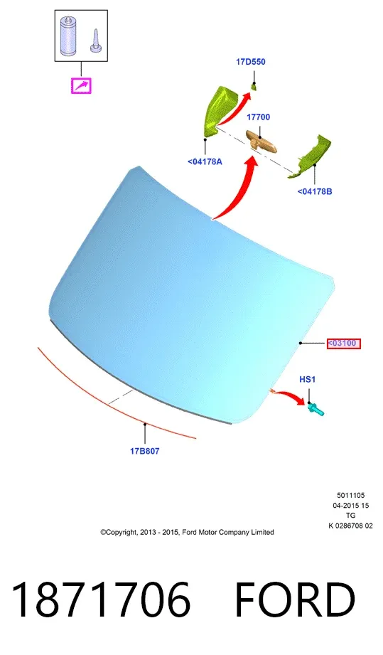 Лобове скло 1871706 Ford