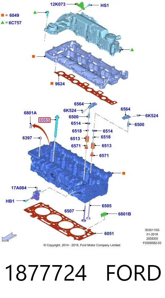 Болт ГБЦ 1877724 Ford