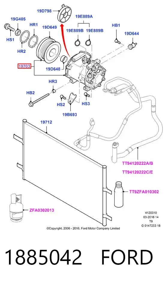 Компресор кондиціонера 1885042 Ford