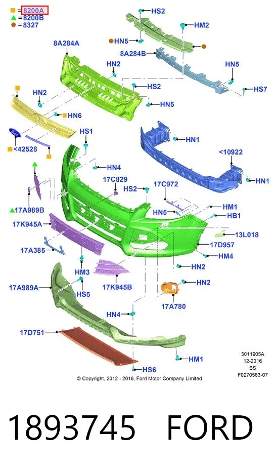 Решітка радіатора 1893745 Ford