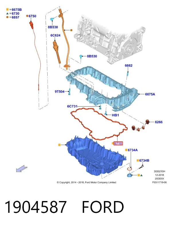 Прокладка піддону картера двигуна 1904587 Ford