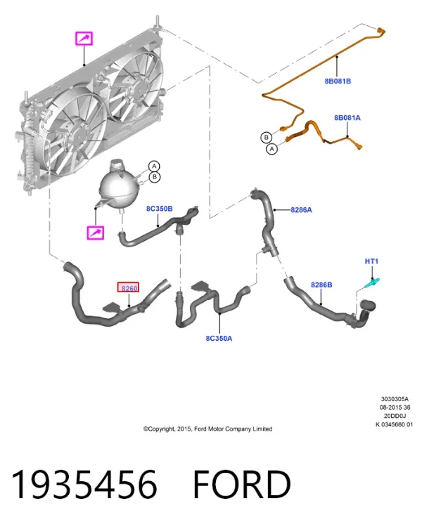 Шланг/патрубок радіатора охолодження, верхній GK218260BC Ford