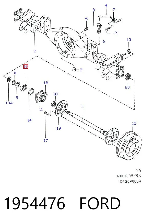 Підшипник задньої ступиці 1954476 Ford