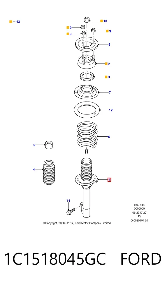 Амортизатор передній 1C1518045GC Ford