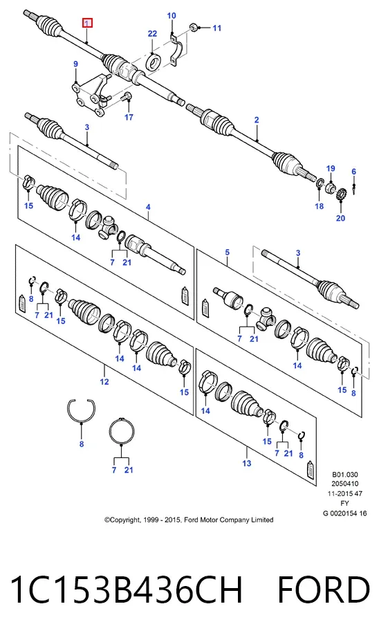 Піввісь права 1C153B436CH Ford