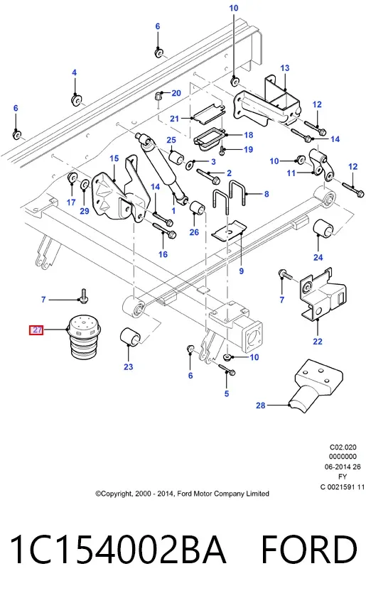 Відбійник задньої ресори 1C154002BA Ford