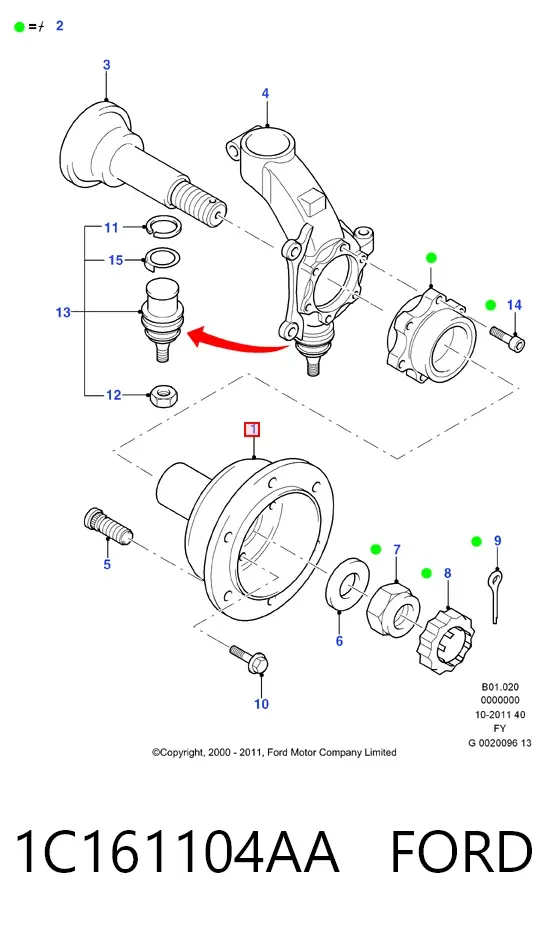 Передня маточина 1C161104AA Ford