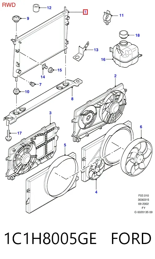 Радіатор 1C1H8005GE Ford