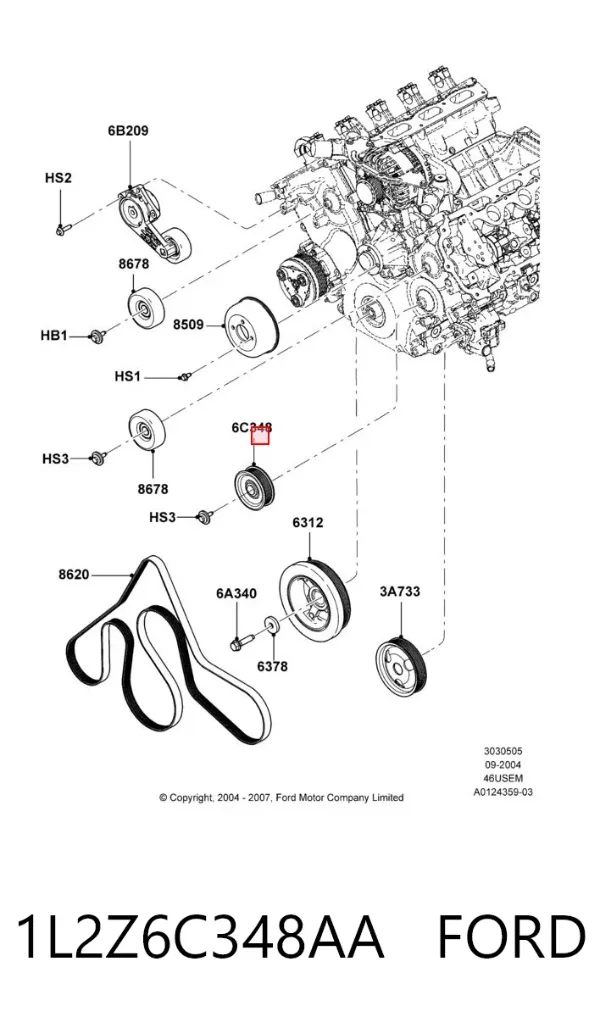 Ролик приводного ременя, паразитний 1L2Z6C348AA Ford