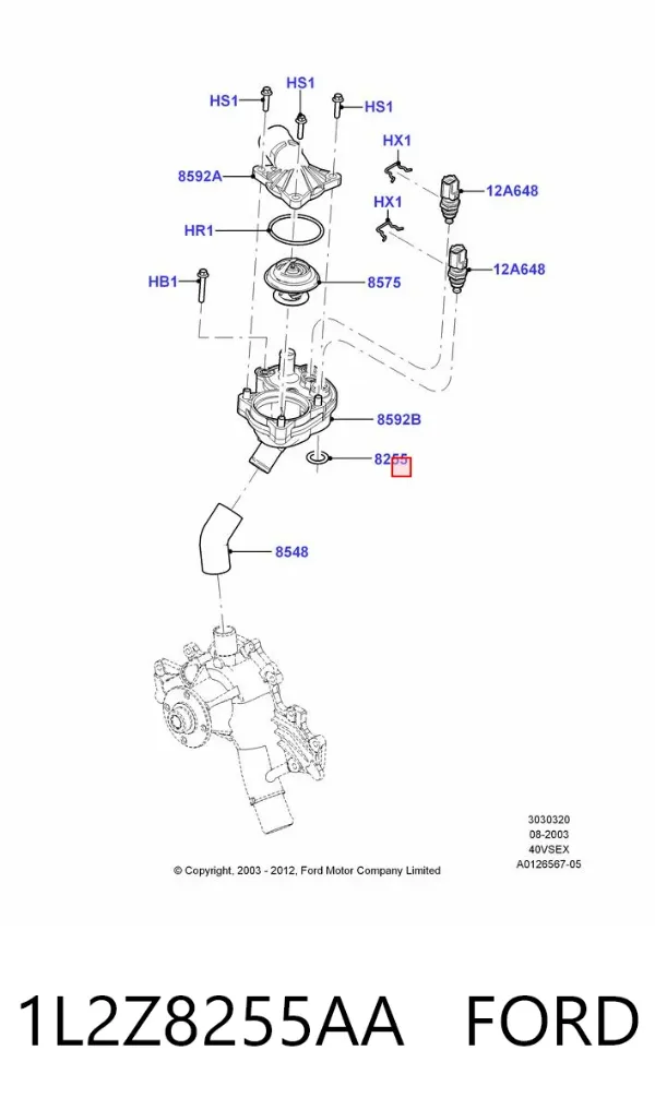 Прокладка корпусу термостата 1L2Z8255AA Ford