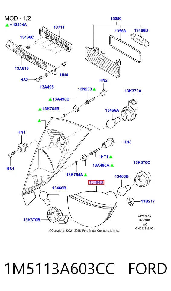 Фара протитуманна задня, ліва 1M5113A603CC Ford