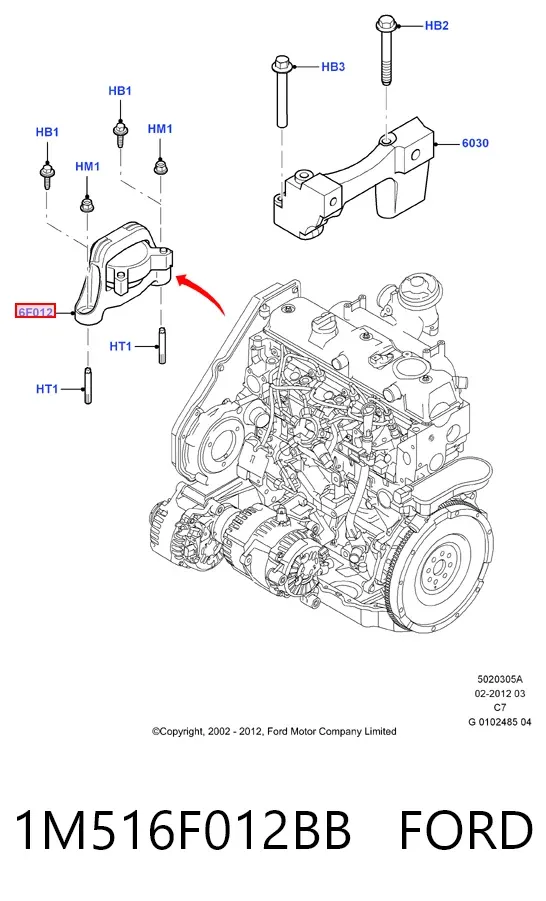 Подушка (опора) двигуна, права 1M516F012BB Ford