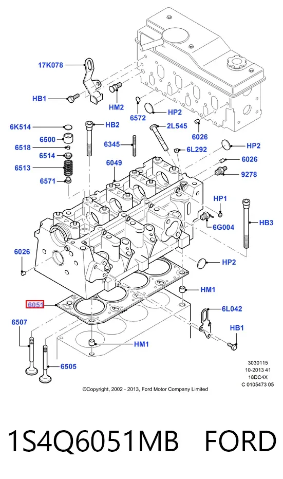 Прокладка ГБЦ 1S4Q6051MB Ford