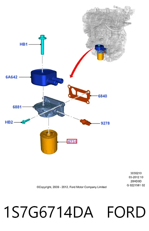Масляний фільтр 1S7G6714DA Ford
