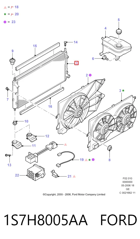 Радіатор 1S7H8005AA Ford