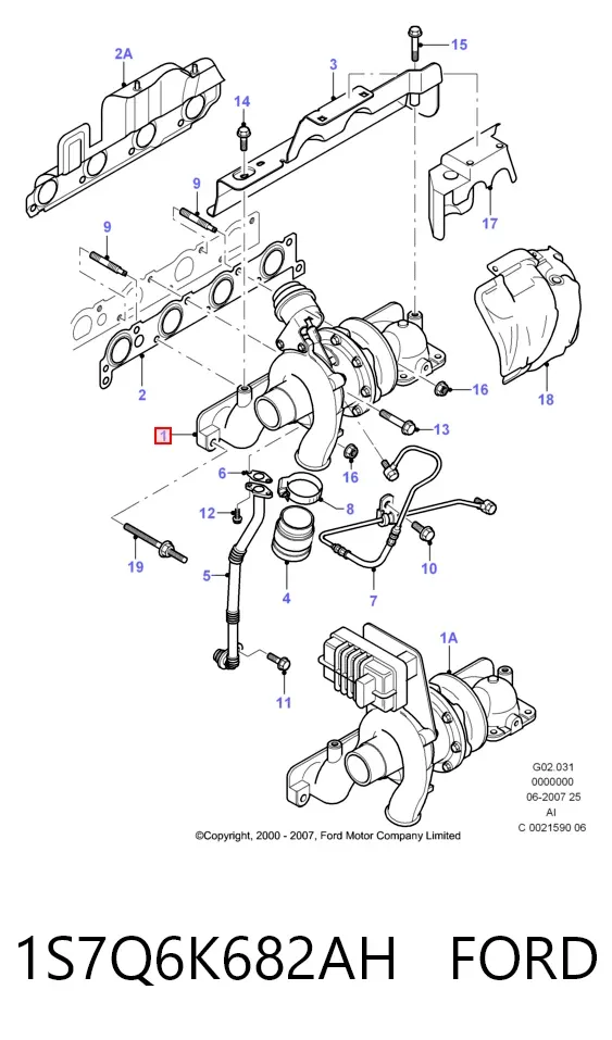 Турбіна 1S7Q6K682AH Ford