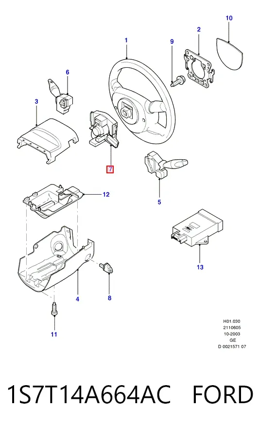 Шлейф керма 1S7T14A664AC Ford