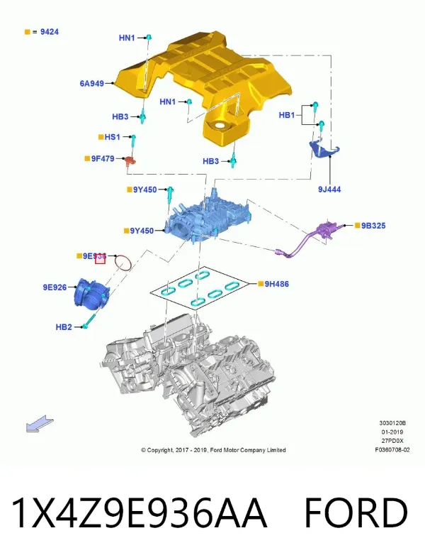 Прокладка дросельної заслінки 1X4Z9E936AA Ford