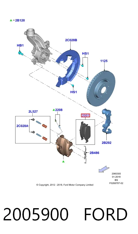 Передні тормозні колодки 2005900 Ford