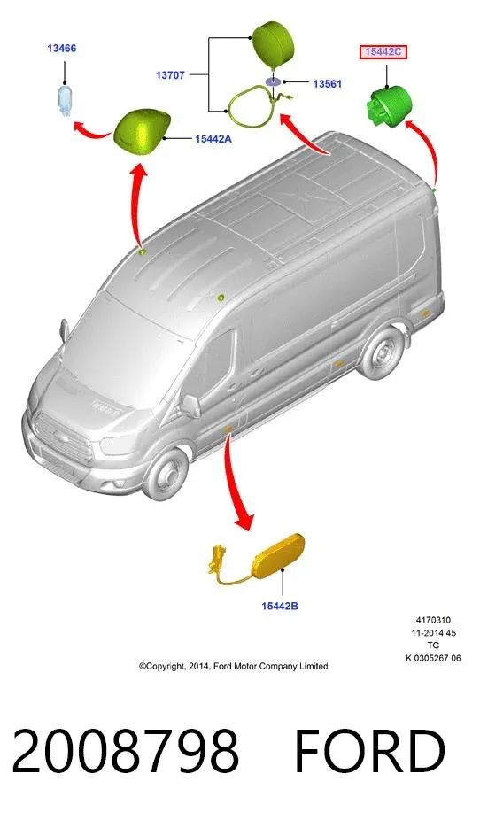 Ліхтар задній лівий, верхній 2008798 Ford
