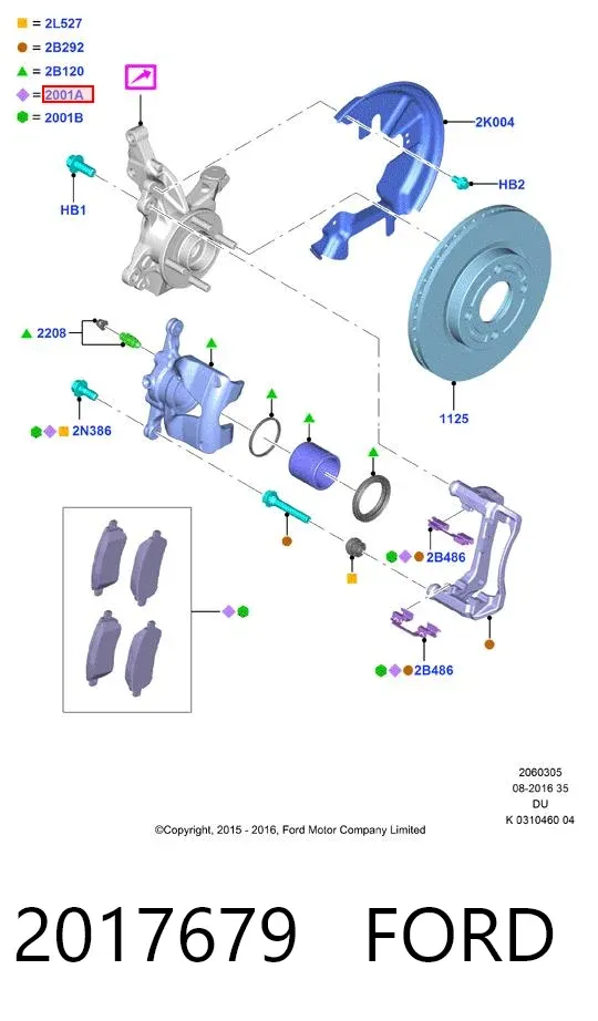 Передні тормозні колодки 2017679 Ford