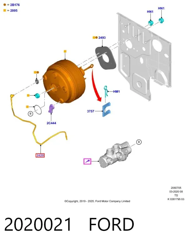 Трубка вакуумного підсилювача гальм GK212A152BC Ford
