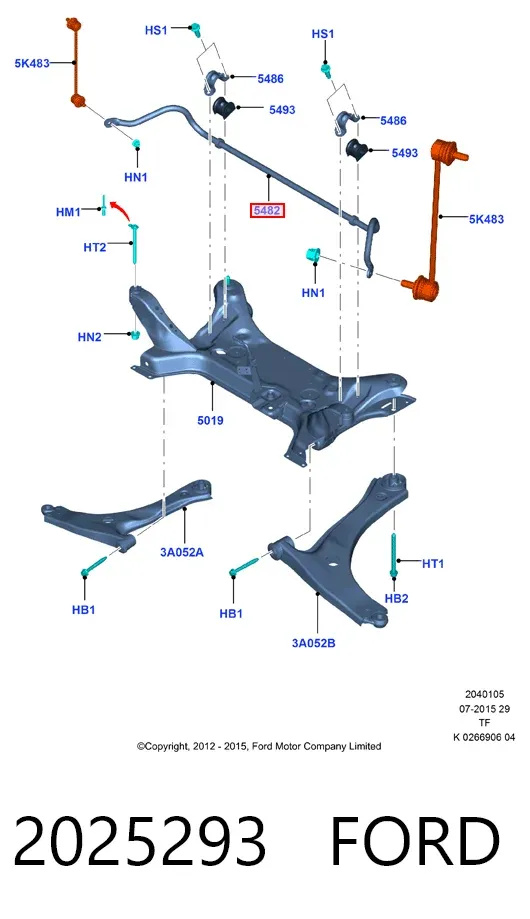 Передній стабілізатор 2025293 Ford
