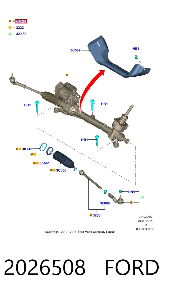 Рульова рейка 2026508 Ford