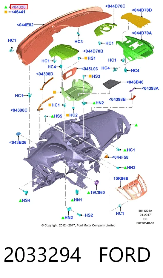 Панель приладів торпеди 2033294 Ford