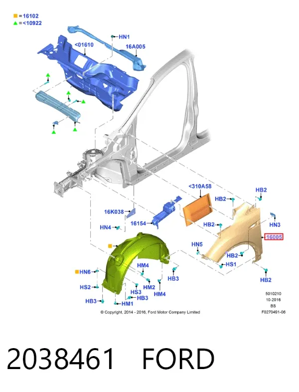 Крило переднє ліве 2038461 Ford