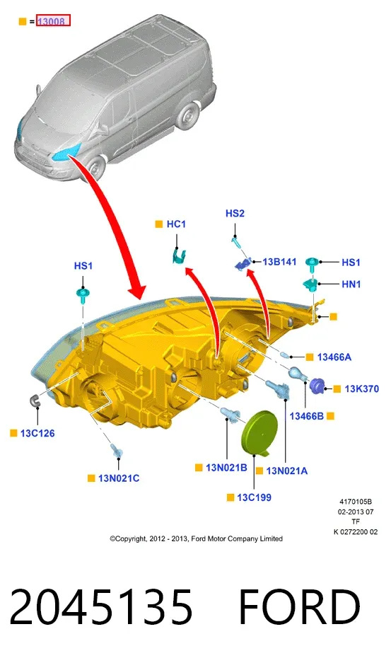 Фара права 2045135 Ford