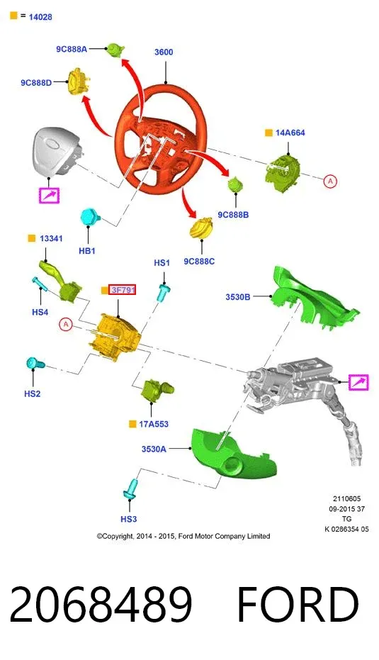 Перемикач підрульовий, центральна частина 2068489 Ford