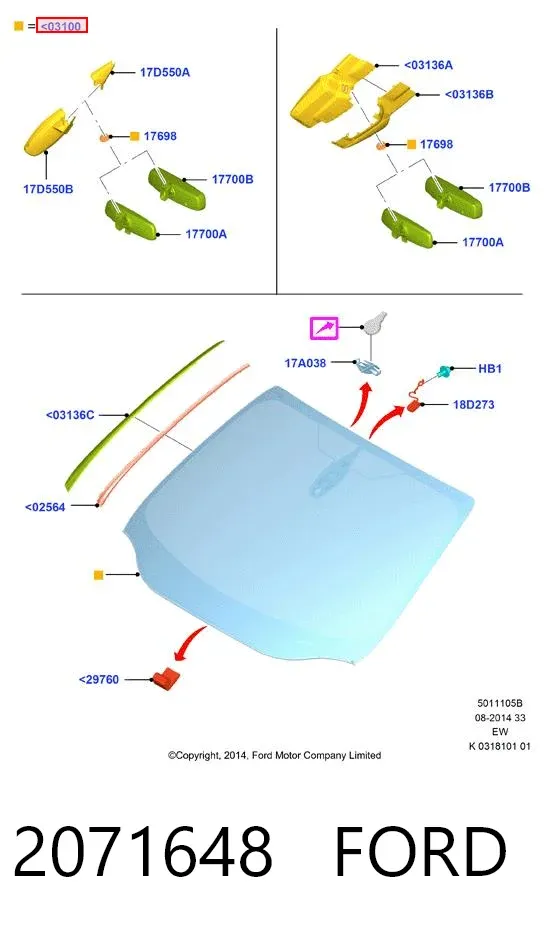 Лобове скло 2071648 Ford