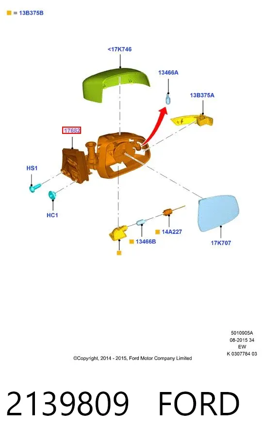 Дзеркало праве 2139809 Ford