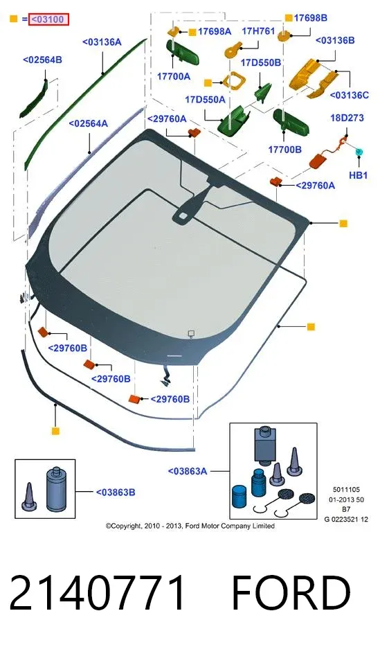 Лобове скло 2140771 Ford