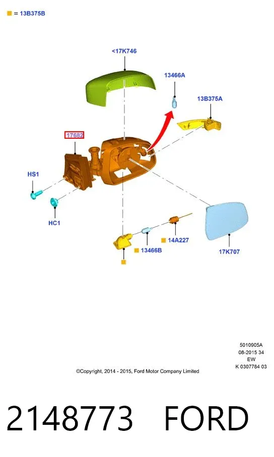 Ліве бокове дзеркало 2148773 Ford