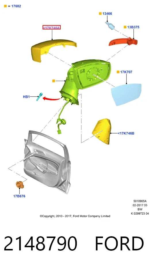 Накладка дзеркала заднього виду, права 2148790 Ford