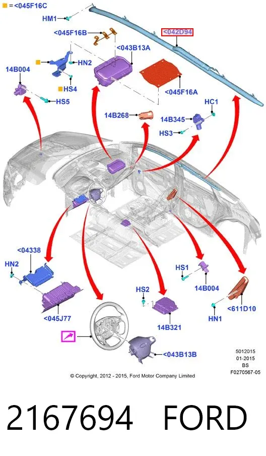 Подушка безпеки, збоку, права, AIRBAG 2167694 Ford
