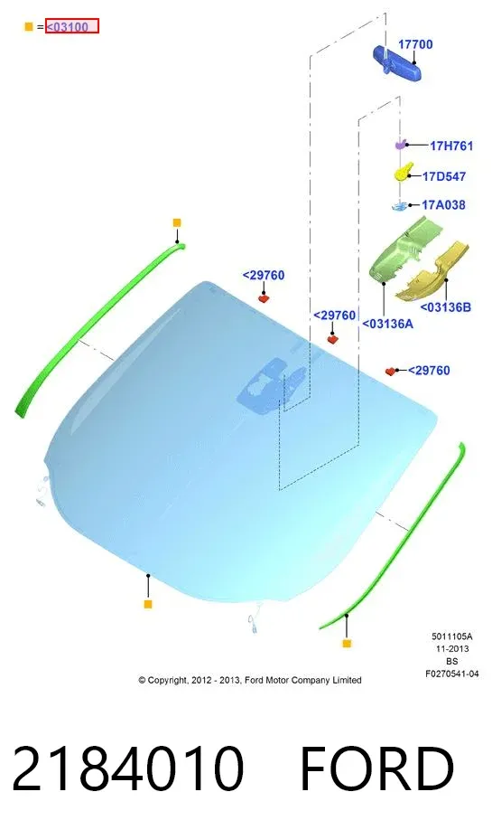 Лобове скло 2184010 Ford